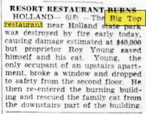 Big Top Restaurant - Aug 1950 Restaurant Burns (newer photo)